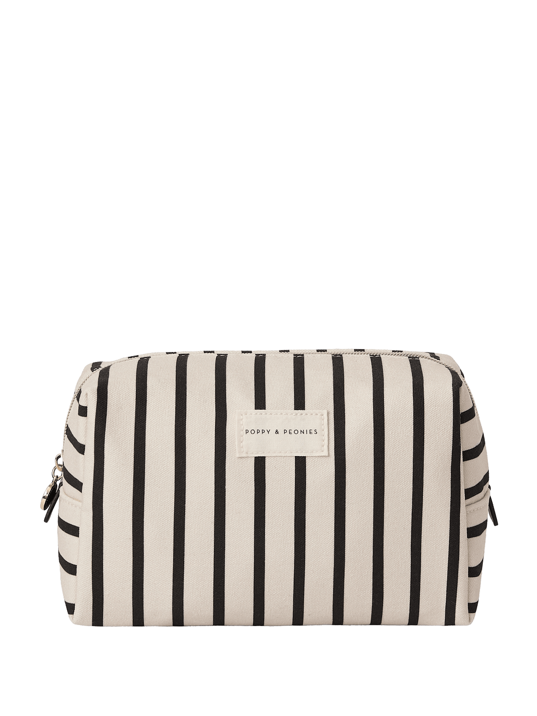 Black and white striped cosmetic case
