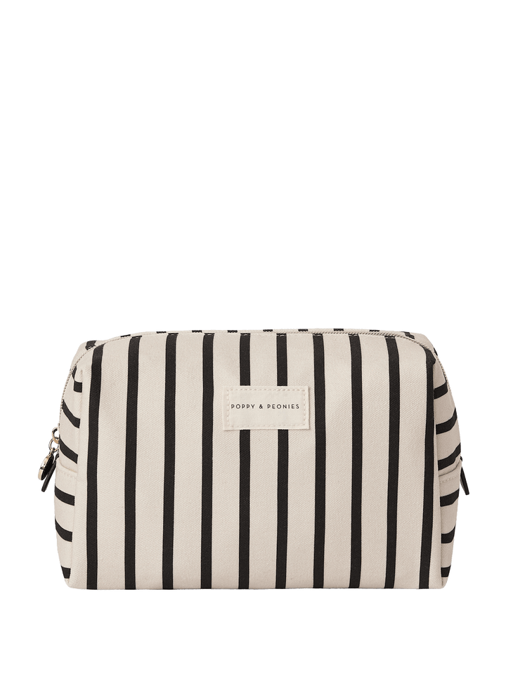 Black and white striped cosmetic case
