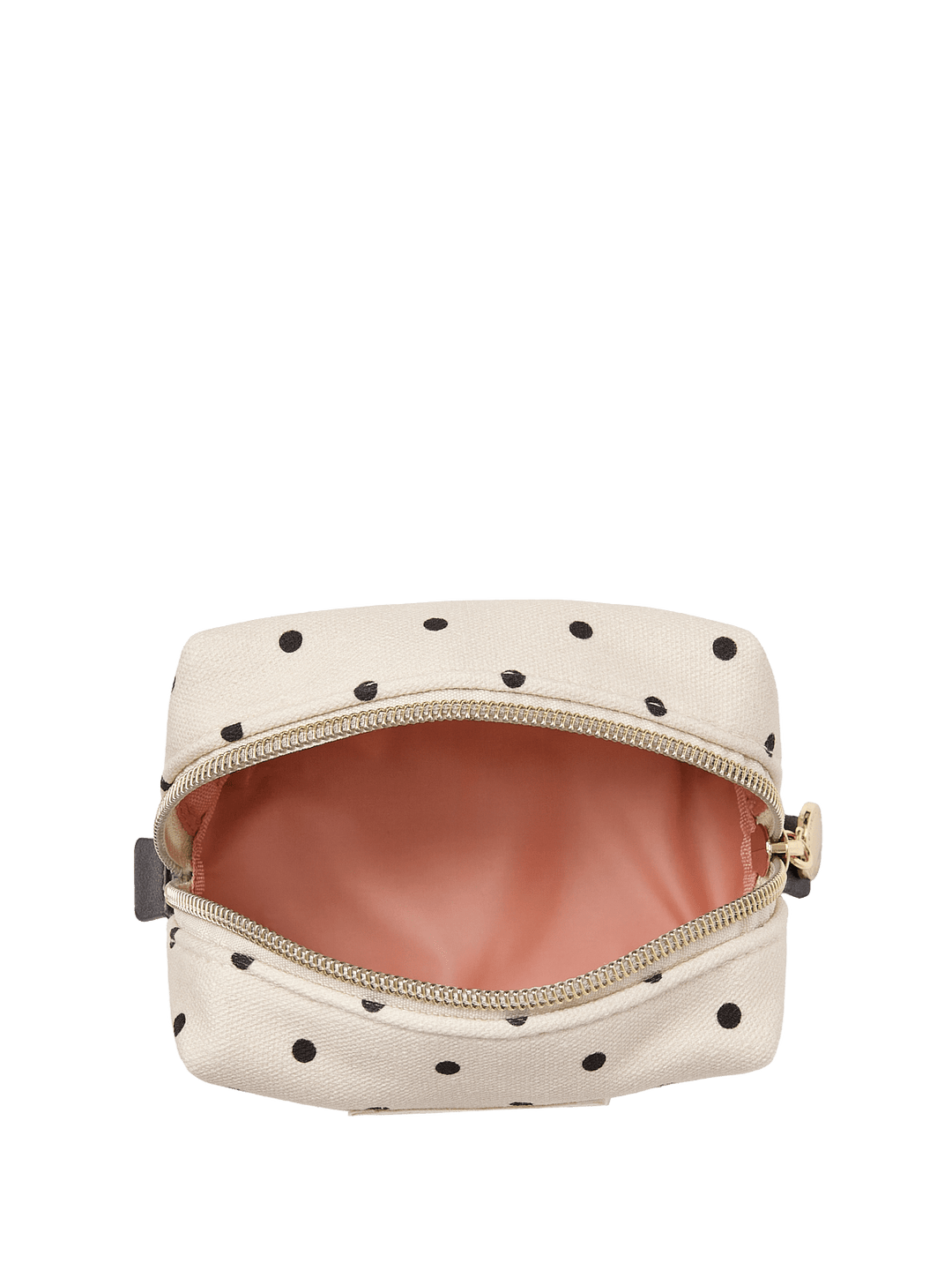 Open polka dot cosmetic case