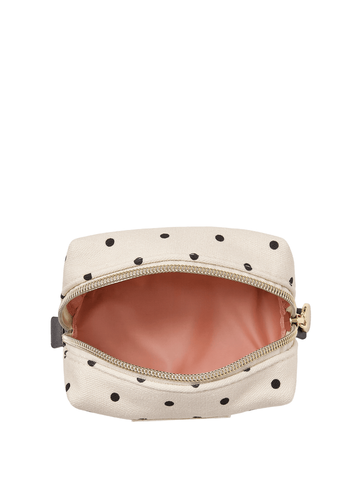 Open polka dot cosmetic case