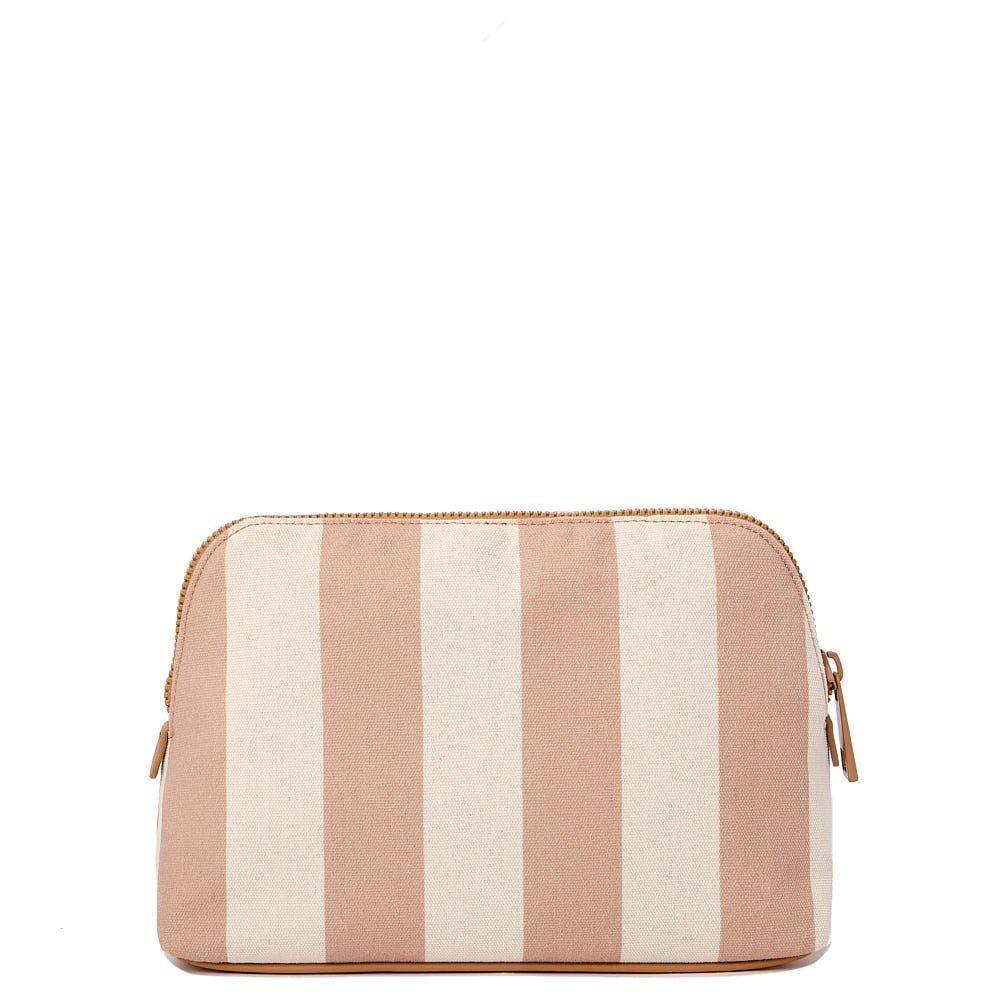 Back of a Poppy and Peonies of a cosmetic bag in camel stripe