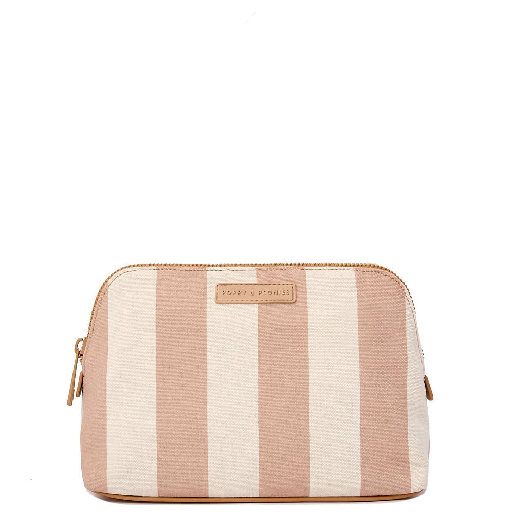 Out of Office Cosmetic Case Camel Stripe
