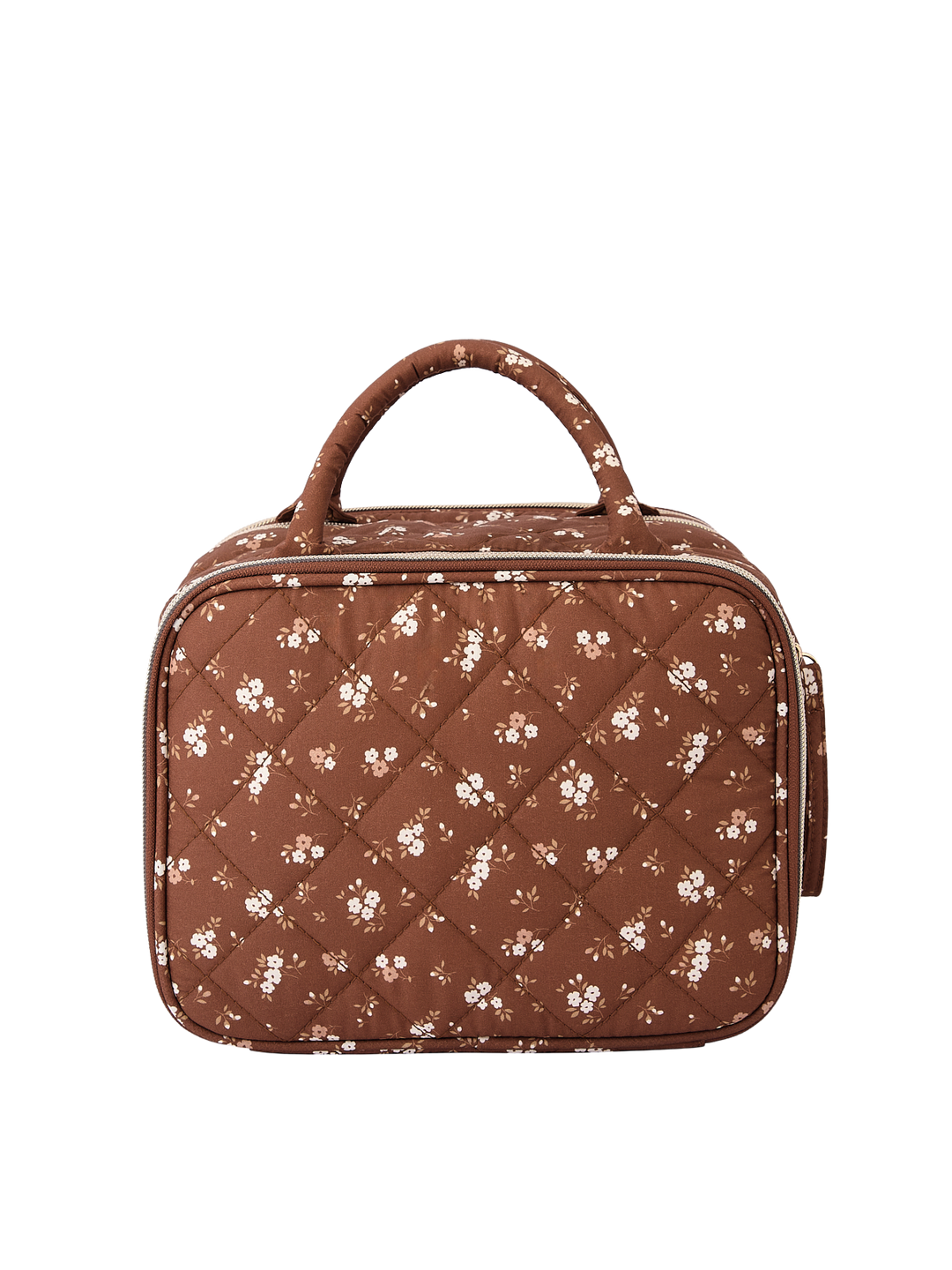 Poppy & Peonies The Routine Cosmetic Case in Brown Floral back view.