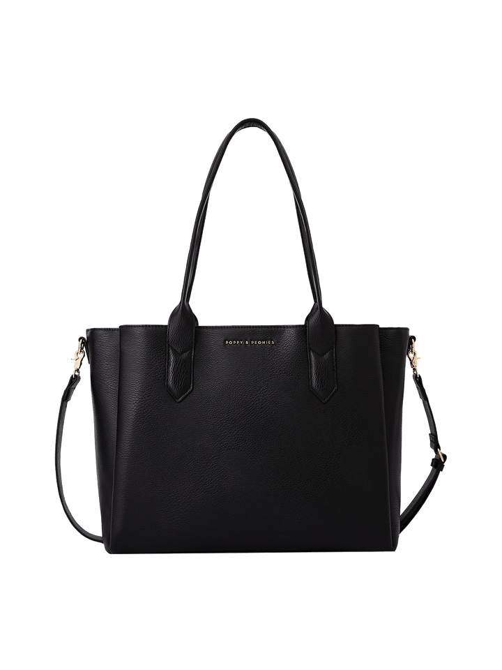 Double Duty Tote in Black with detachable crossbody strap