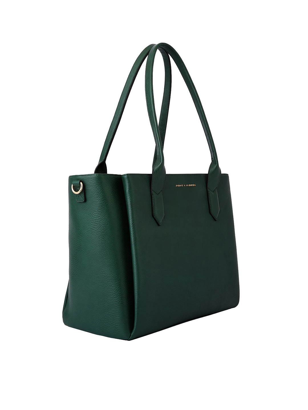 Side profile of Double Duty Tote in Heritage Green showing structured silhouette
