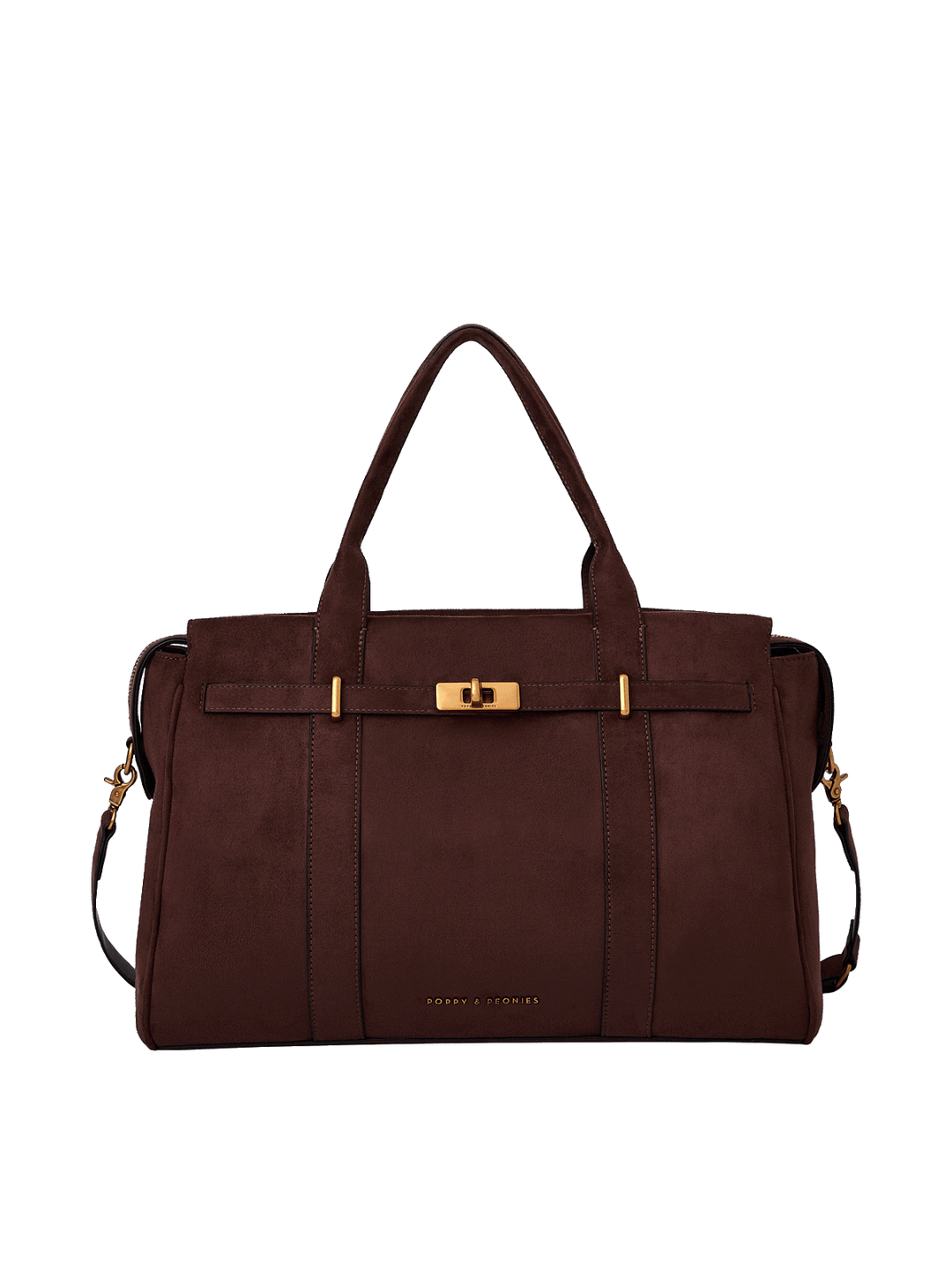 Poppy & Peonies Effortless Tote Bag in Espressso Suede