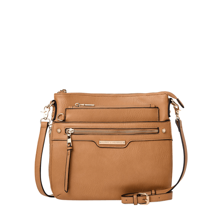 the EVERYDAY CROSSBODY camel