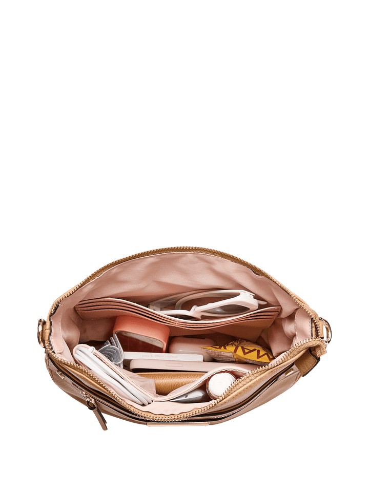 the EVERYDAY CROSSBODY camel