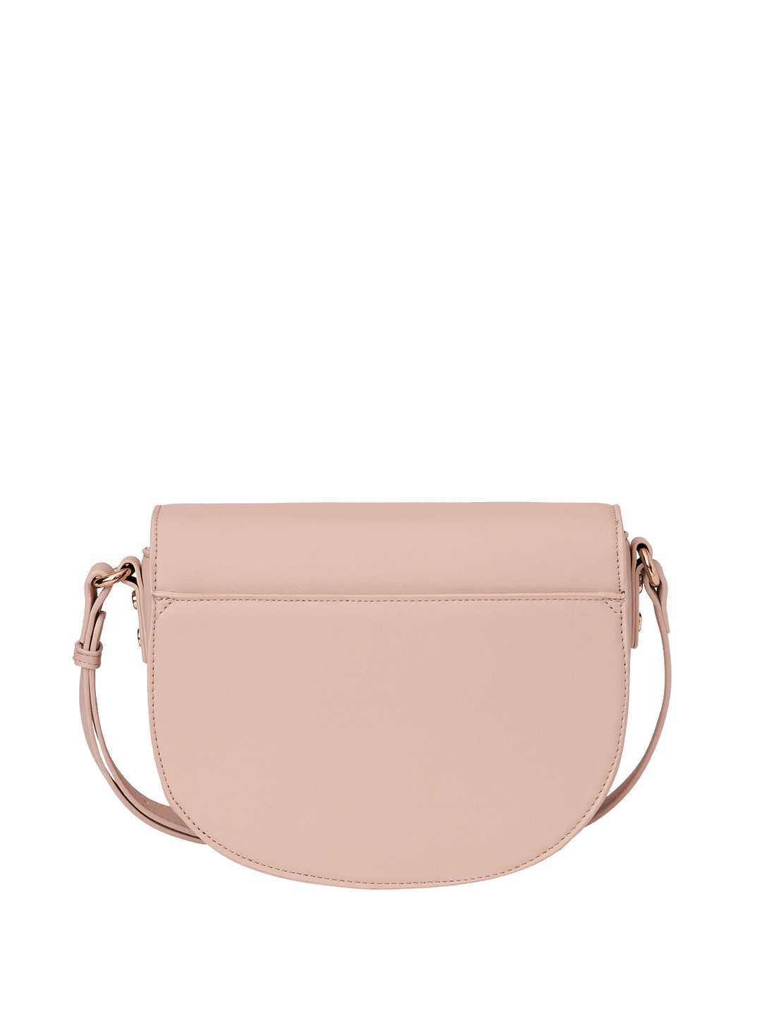 Back of a pink crossbody bag 