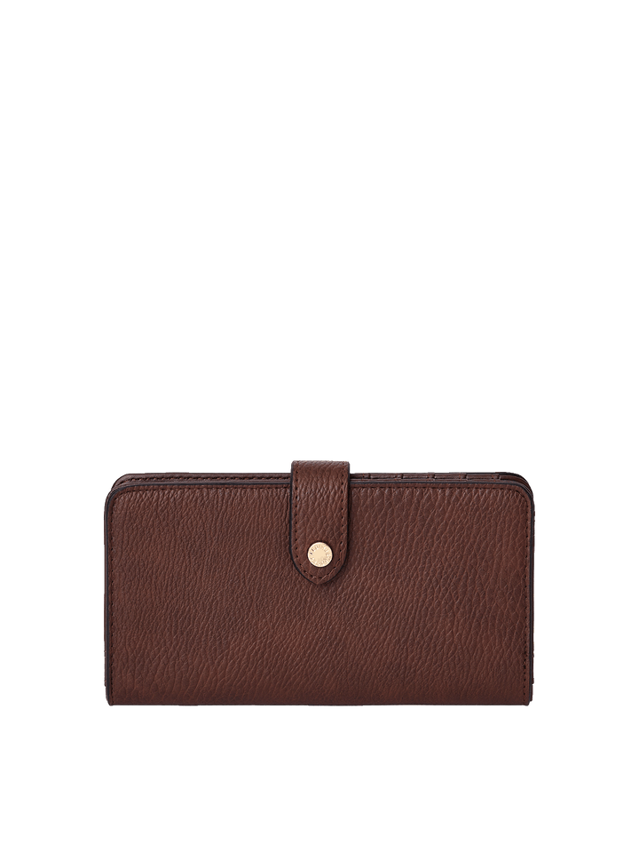 Go Anywhere Wallet in Espresso with magnetic tab closure