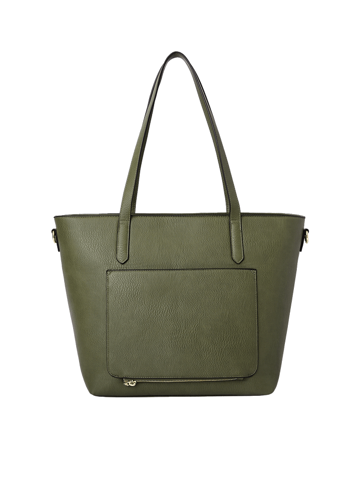 Back view of the Go-Getter Tote in Olive with trolley sleeve