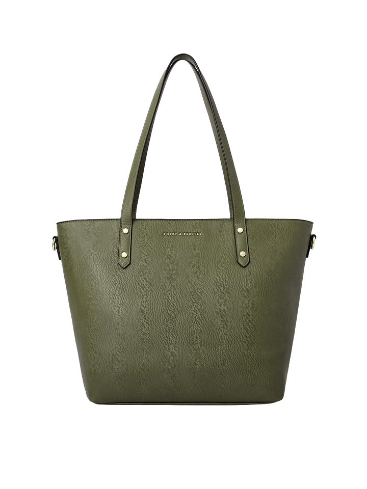 Front view of the Go-Getter Tote in Olive