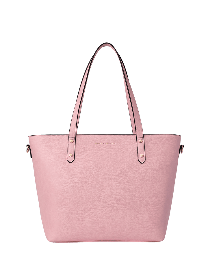 Pink vegan leather tote bag 