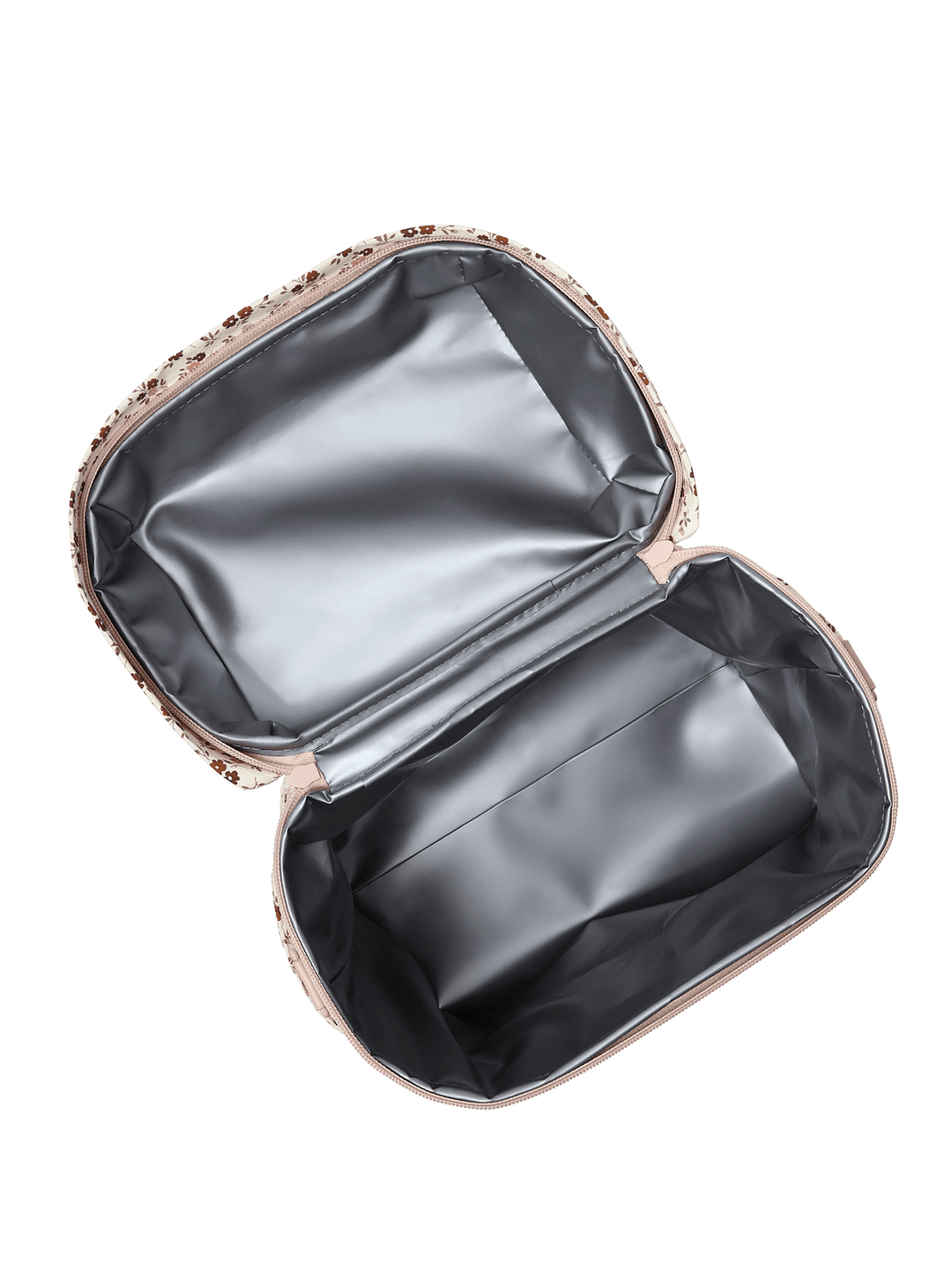 Open floral-patterned insulated lunch bag