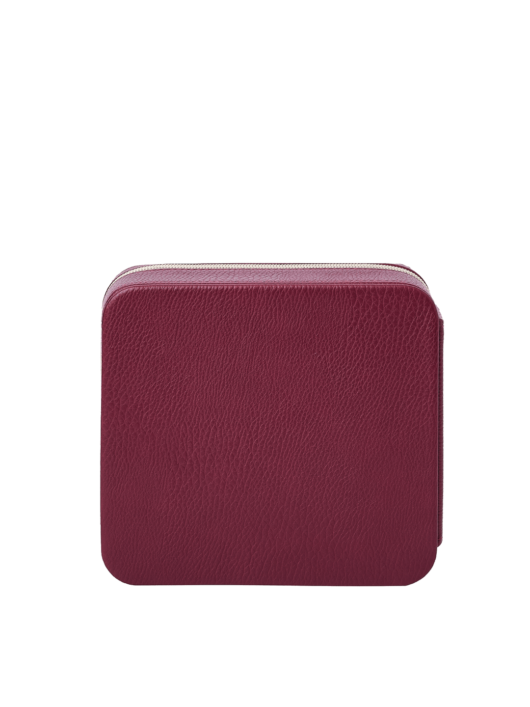 Poppy and Peonies The Out of Office Case Berry displayed from the back, featuring its textured berry exterior, compact square silhouette, rounded corners, and minimalist design.