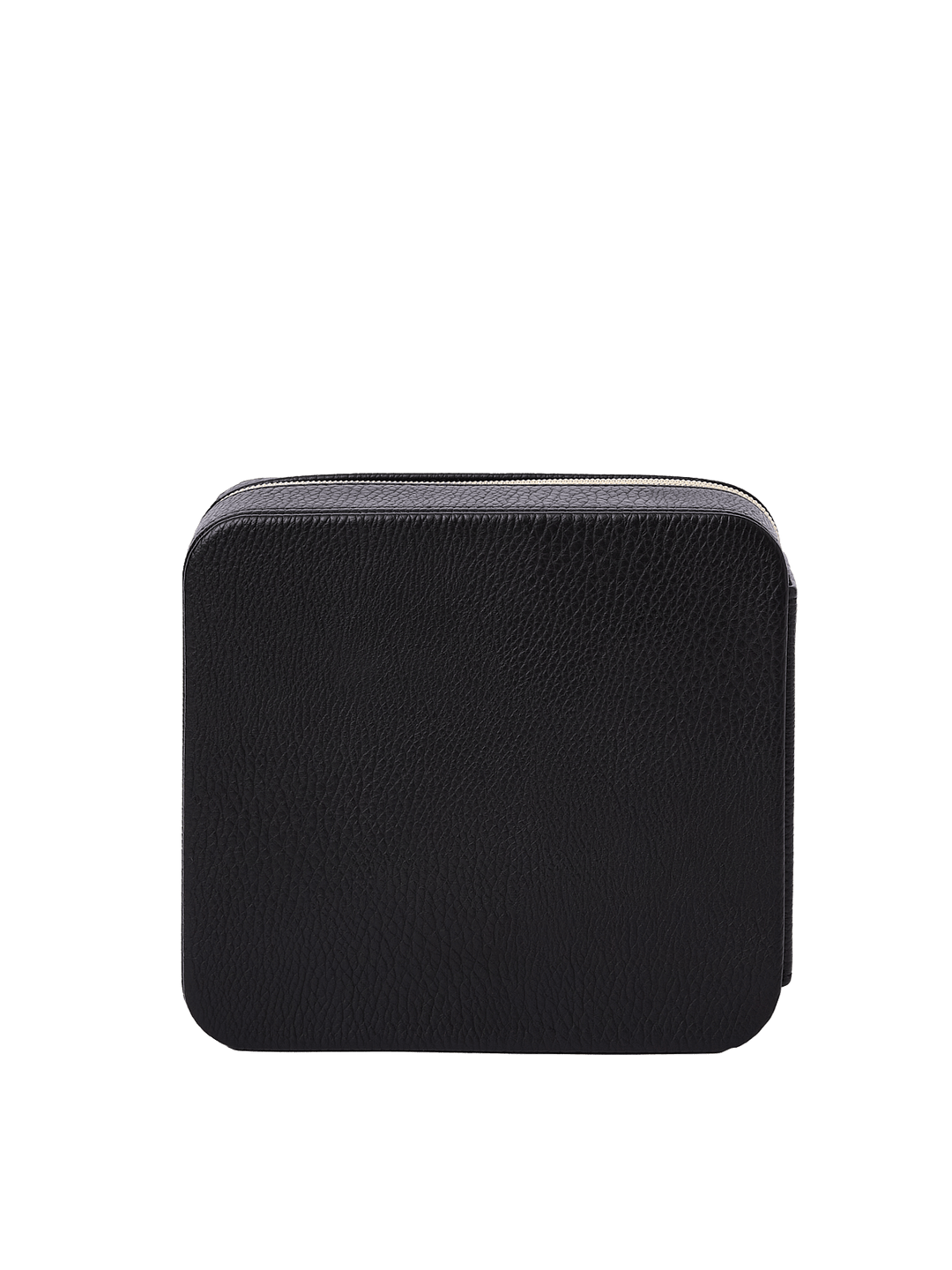 Poppy and Peonies The Out of Office Case Black displayed from the back, featuring its textured black exterior, compact square silhouette, rounded corners, and minimalist design.