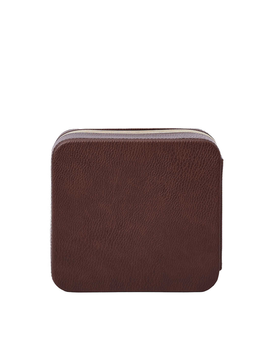 Poppy and Peonies The Out of Office Case Espresso displayed from the back, featuring its textured espresso exterior, compact square silhouette, rounded corners, and minimalist design.