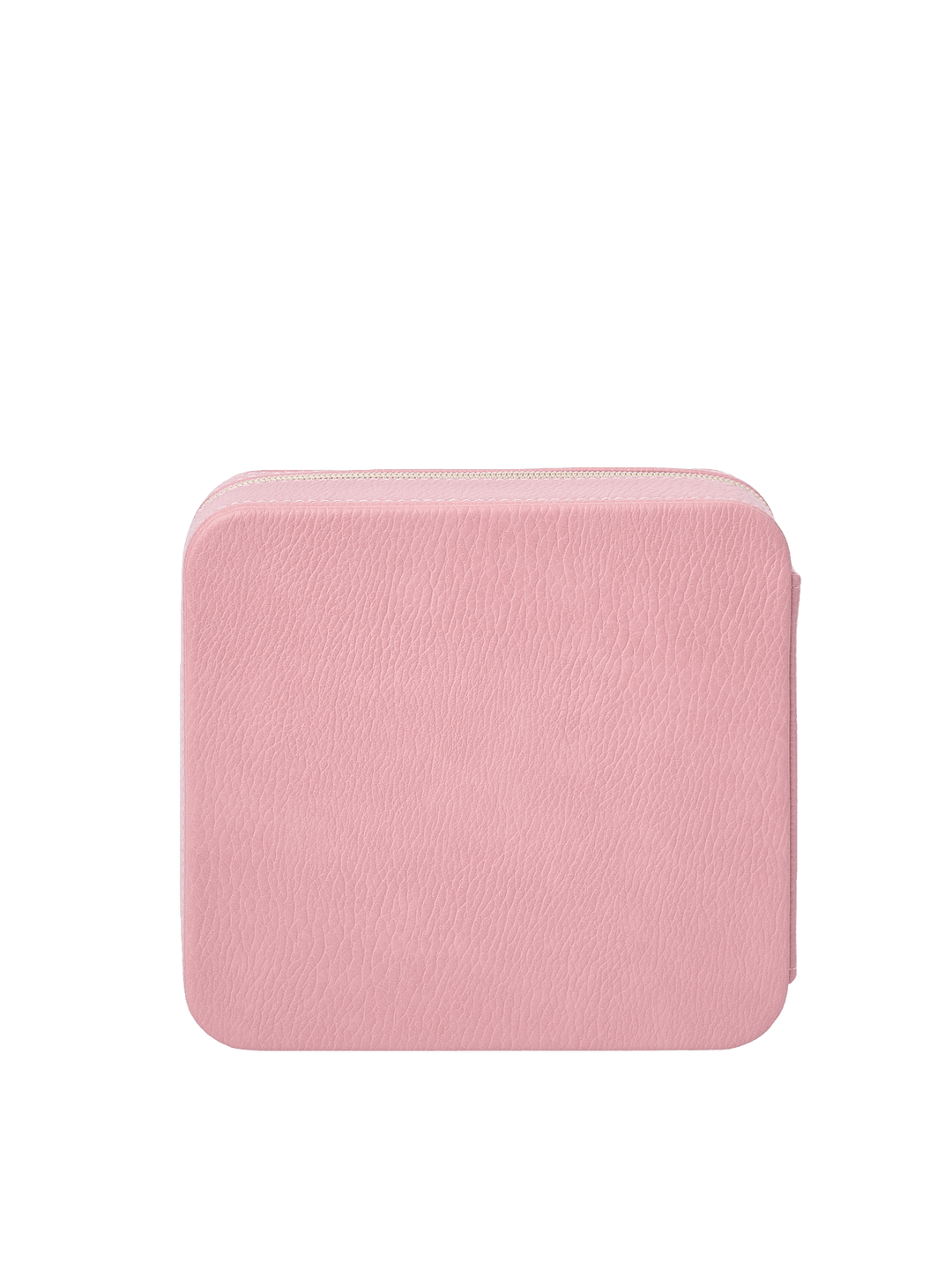 Poppy and Peonies The Out of Office Case Rosé displayed from the back, featuring its textured soft pink exterior, compact square silhouette, rounded corners, and minimalist design.