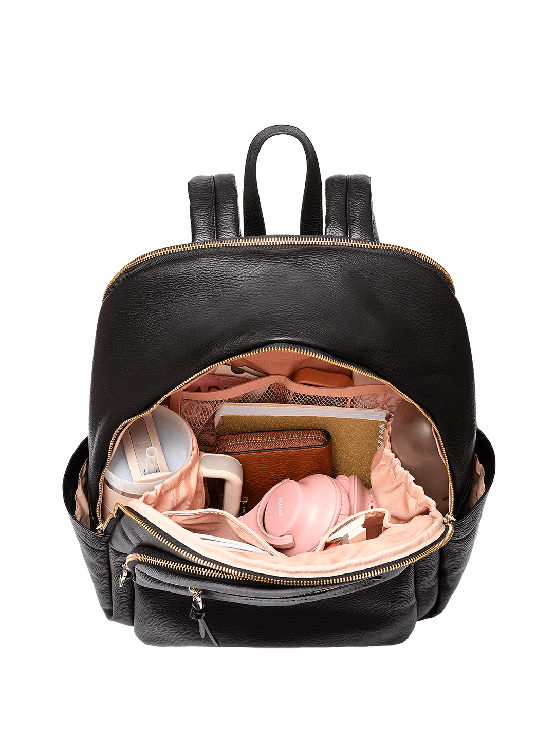 dasein patent leather zip around backpack with front pocket Detour Backpack Black