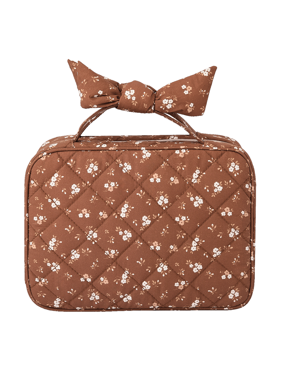 Back view of Small Hook Me Up Cosmetic Case in Brown Floral