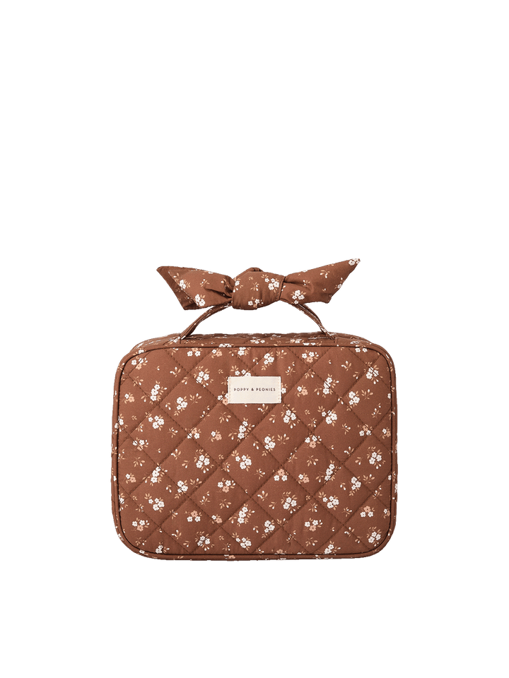 Small Hook Me Up Cosmetic Case in Brown Floral