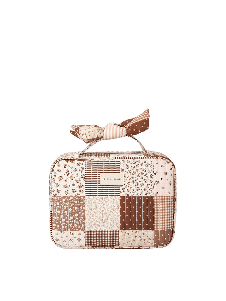 Small Hook Me Up Cosmetic Case in Brown Patchwork