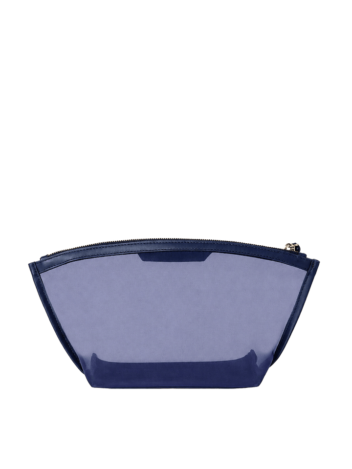 navy blue mesh cosmetic bag