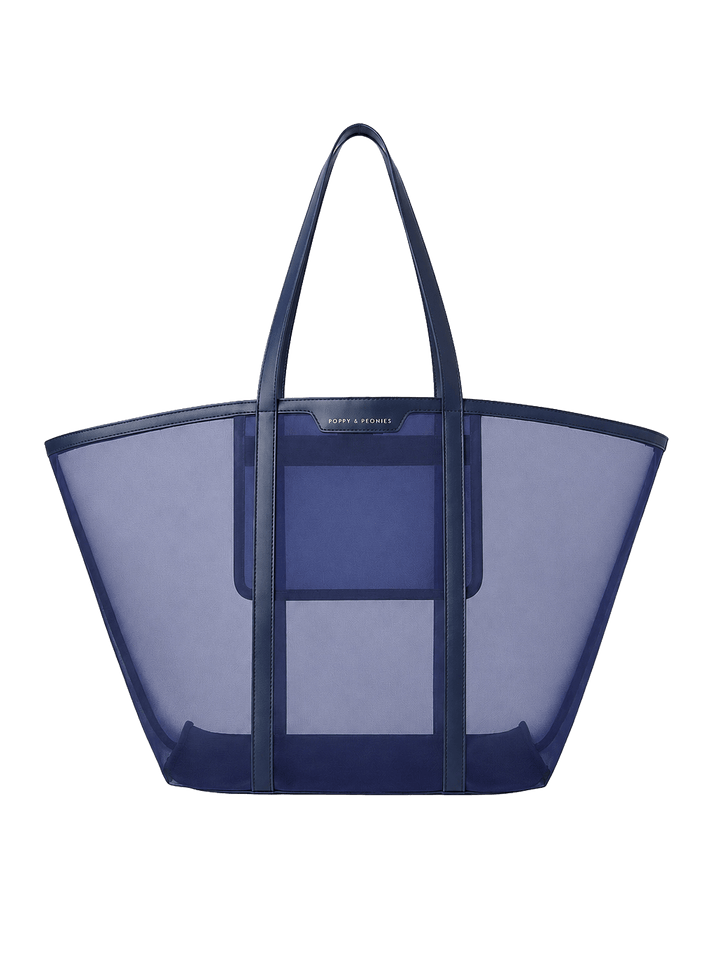 Blue mesh tote bag