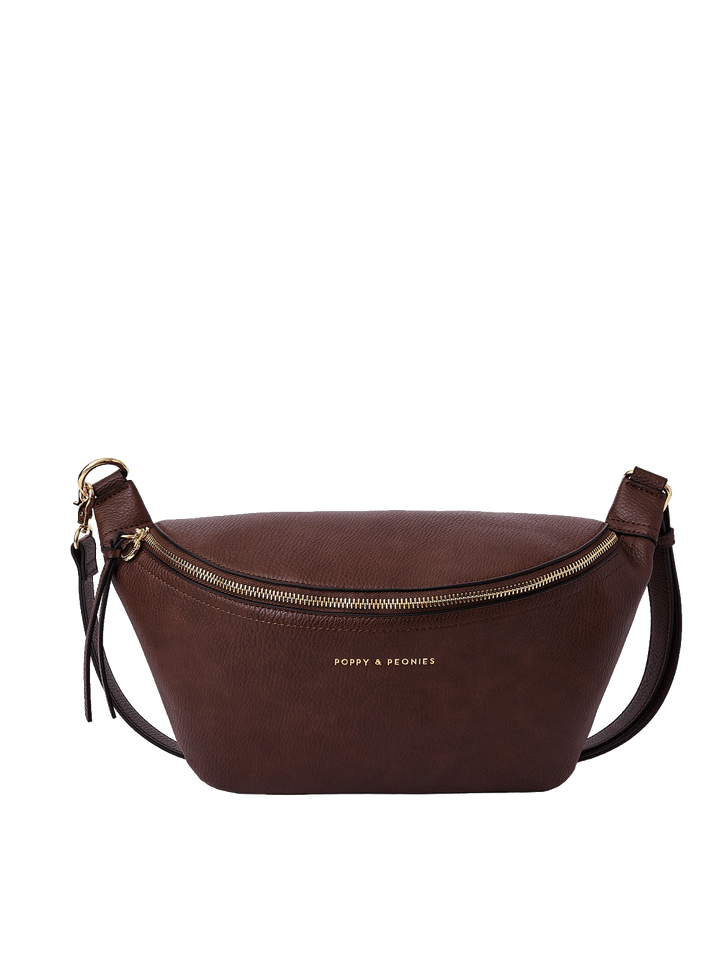 The Large Sidekick in Espresso with adjustable crossbody strap