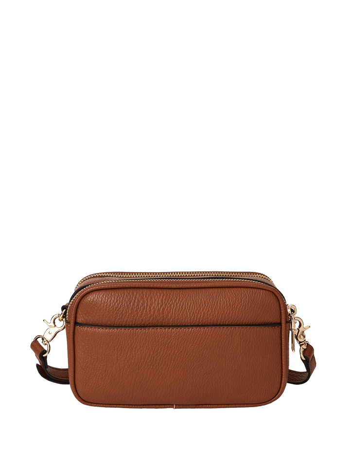 Brown vegan leather crossbody bag 