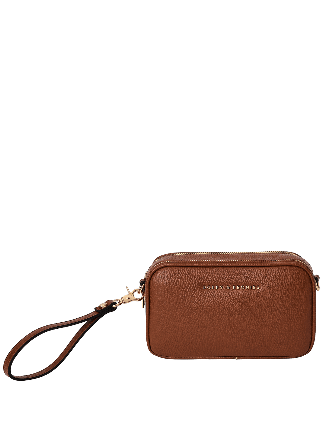 Brown vegan leather bag with wristlet