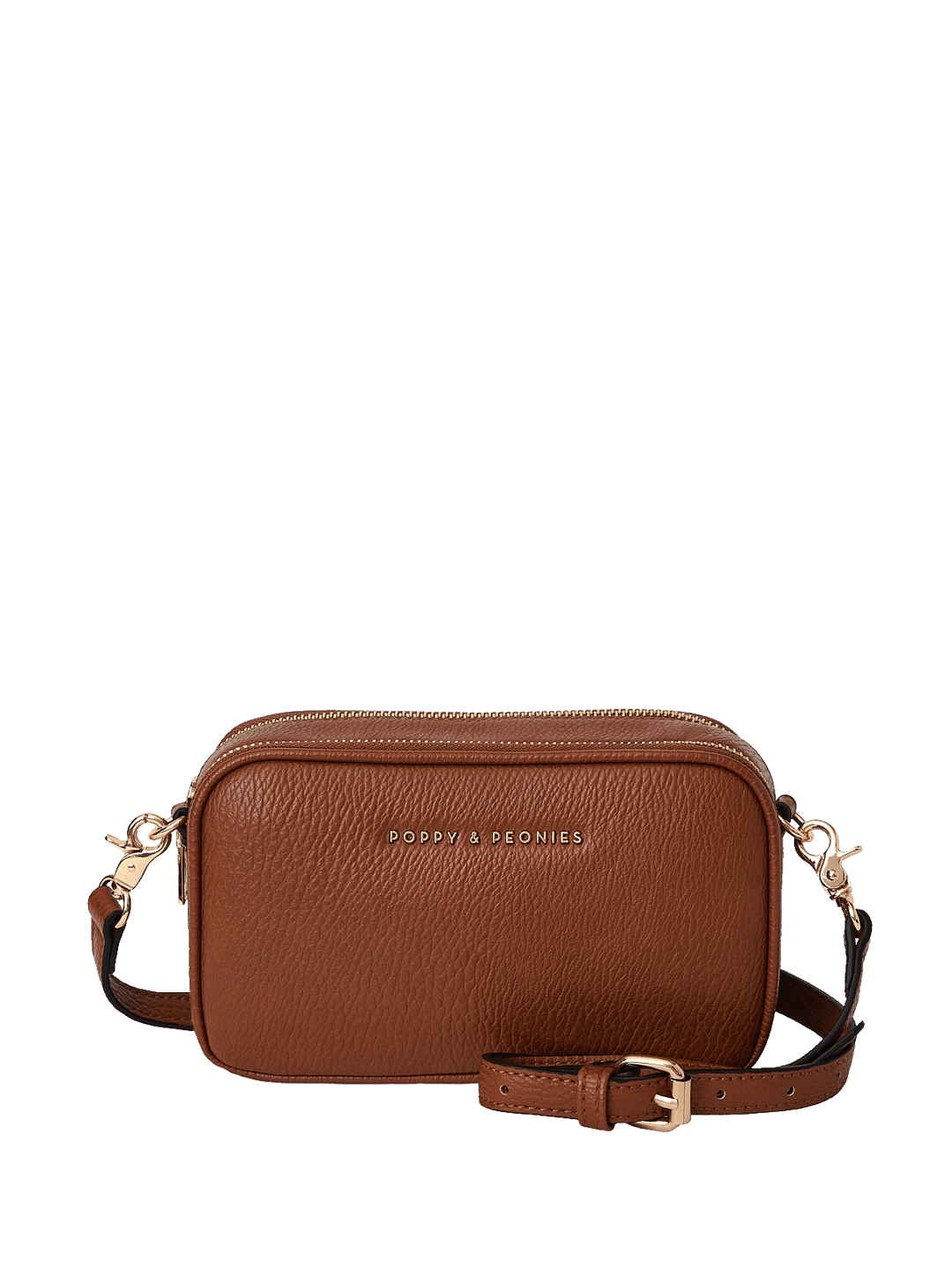 Brown vegan leather crossbody bag