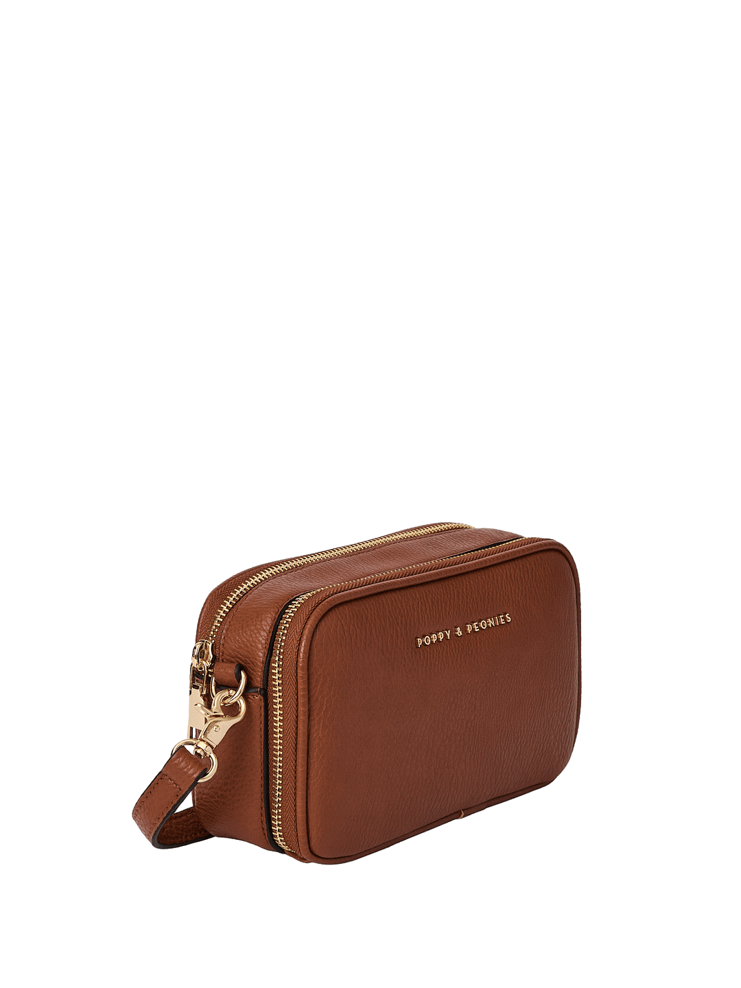 Brown vegan leather crossbody bag