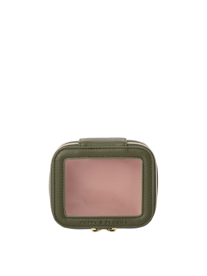 Mini I See You Cosmetic Case in Olive with clear top window