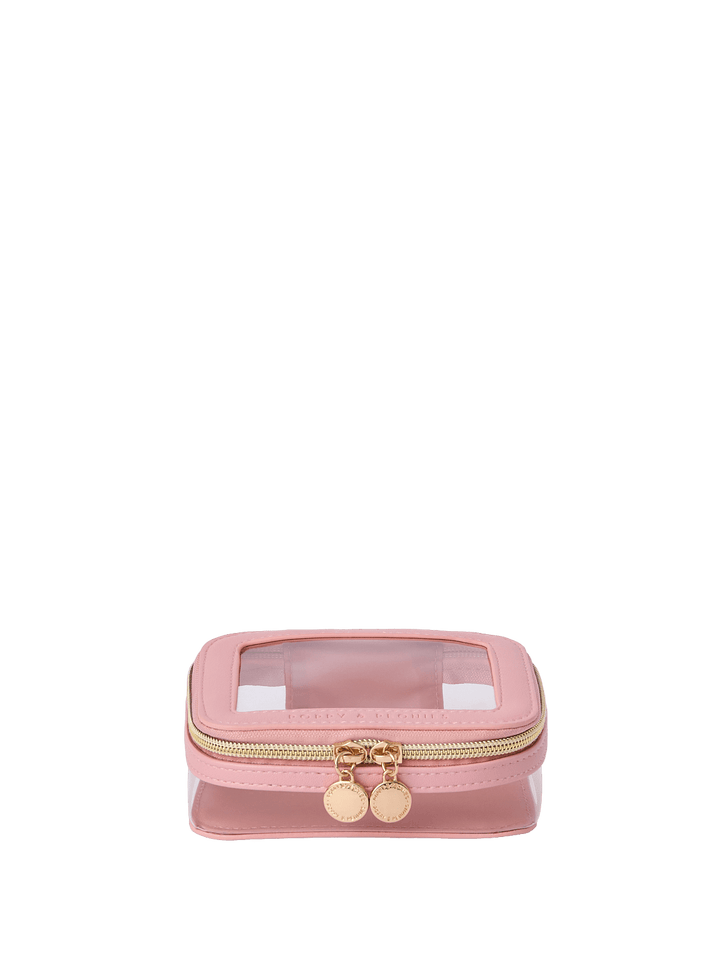 Pink and transparent cosmetic case