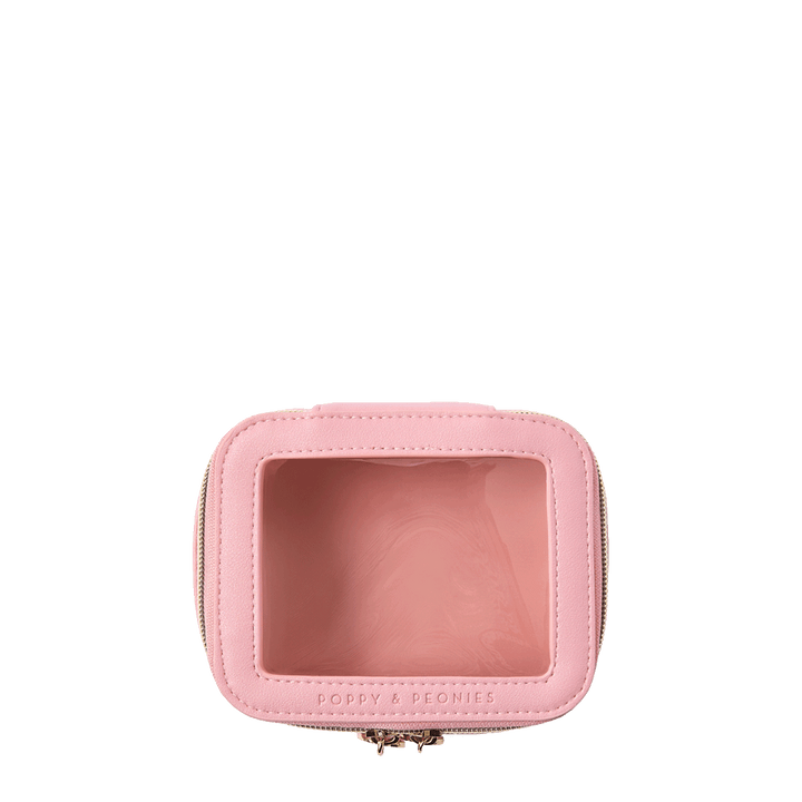 Pink and transparent cosmetic case