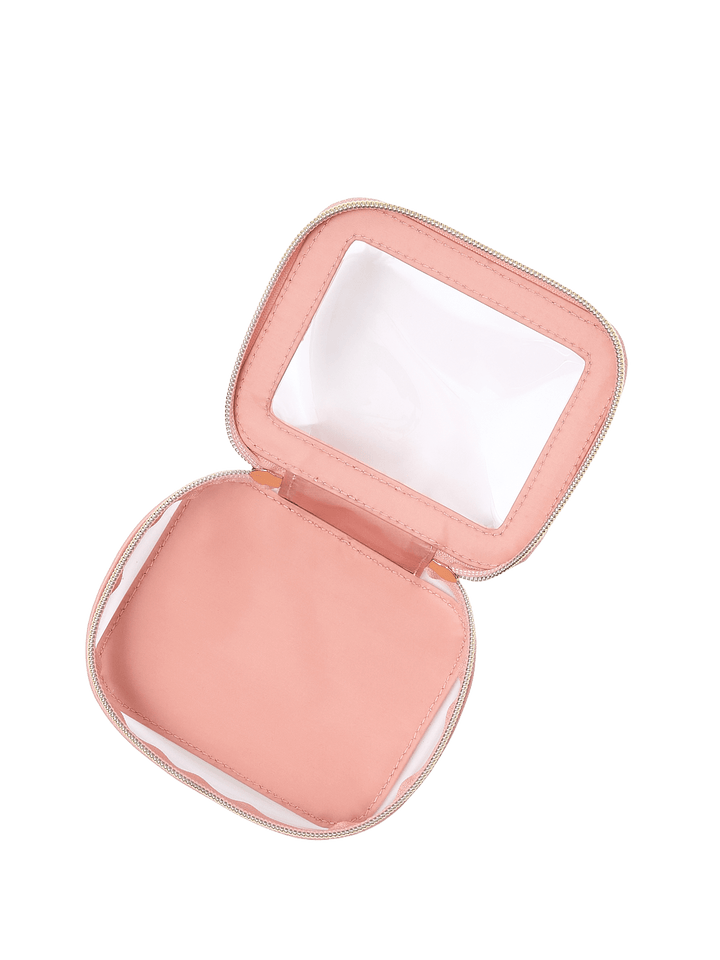 Pink and transparent cosmetic case