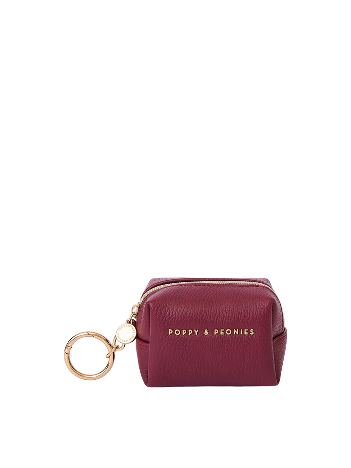 Tag Along Charm in Berry with gold-tone O-clasp keyring