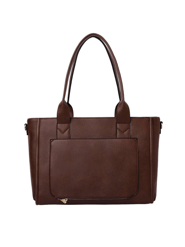 Back view of Multitasker tote in Espresso with trolley sleeve