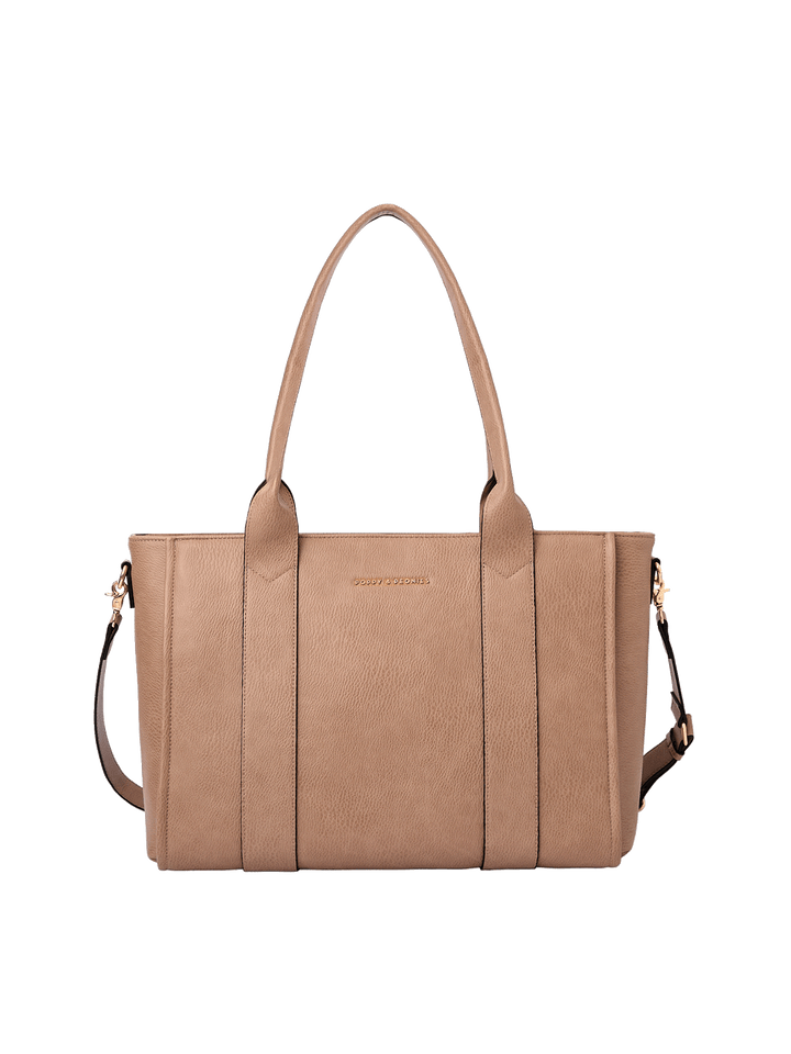 Multitasker tote in Taupe with removable crossbody strap