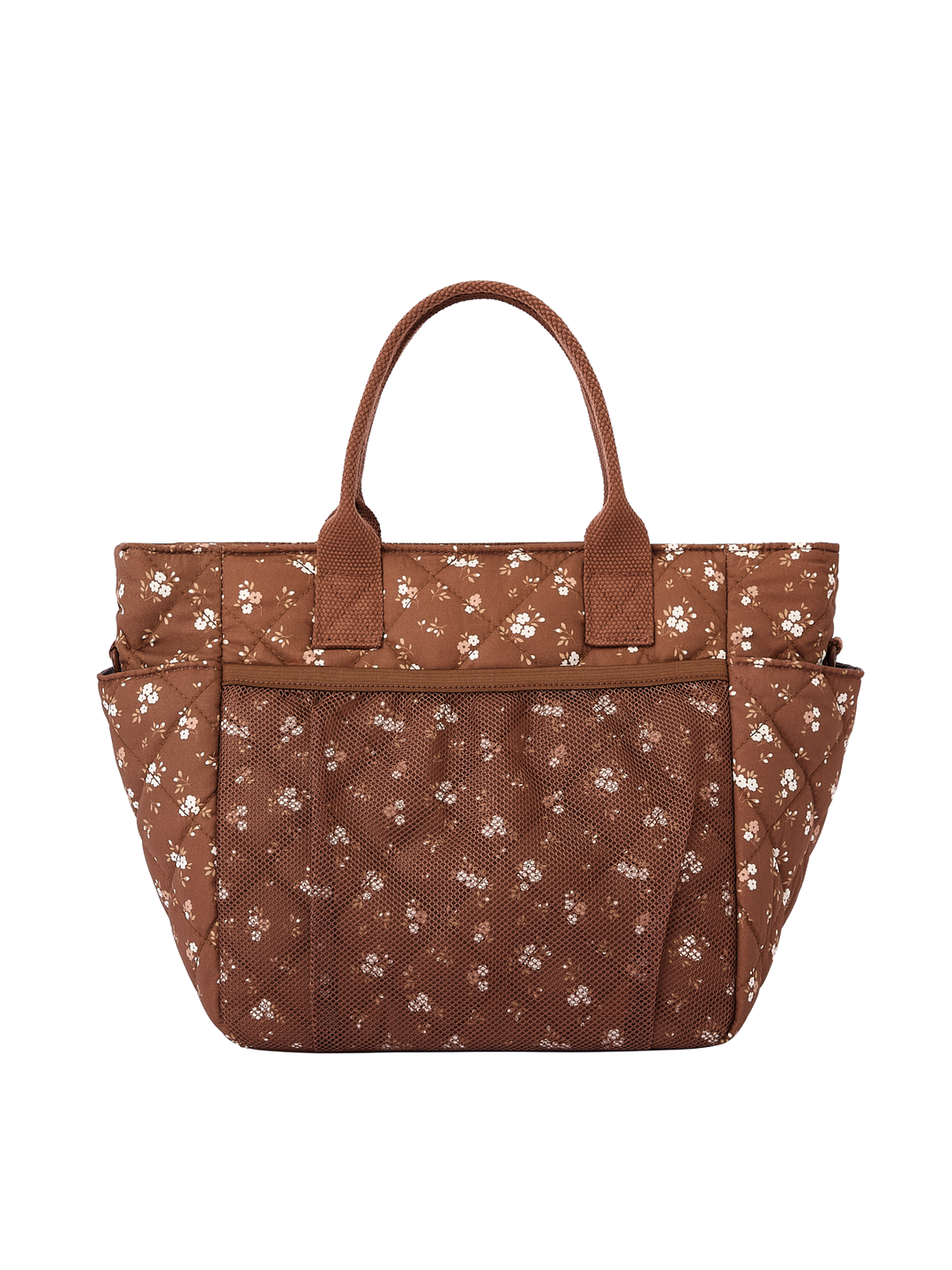 Poppy & Peonies The Lunch Club Lunch Bag in Brown Floral back view.