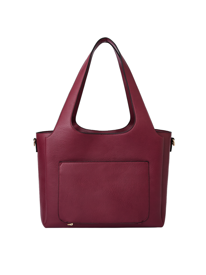 Poppy & Peonies The Companion Tote in Berry back view, featuring the exterior trolley sleeve pocket and structured silhouette.