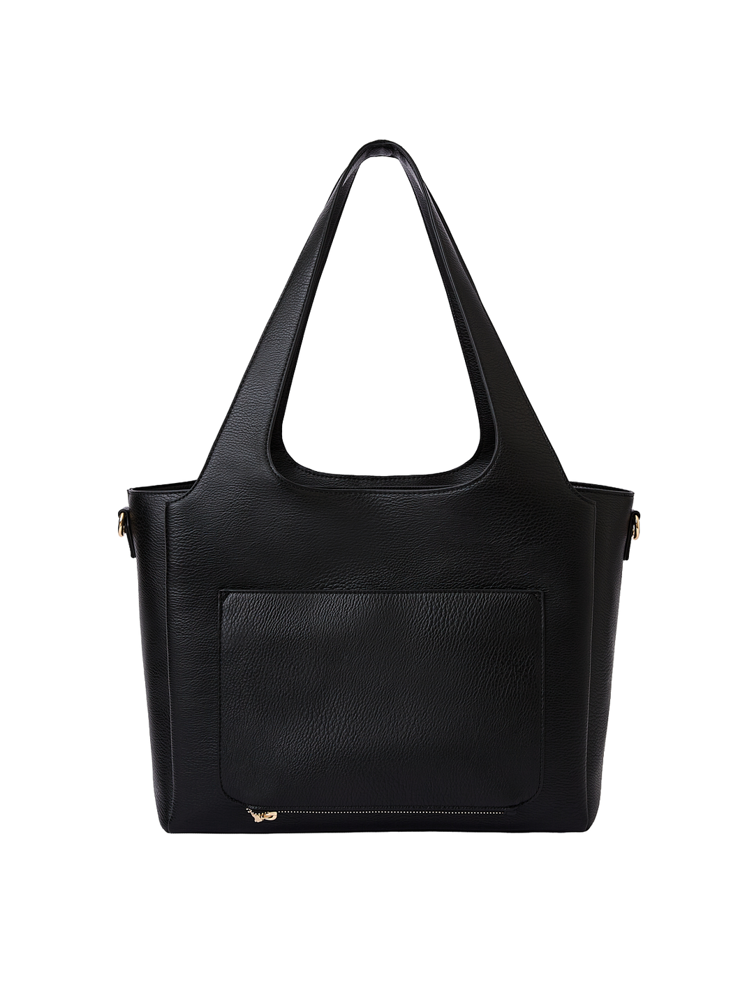 Poppy & Peonies The Companion Tote in Black back view, featuring the exterior trolley sleeve pocket.