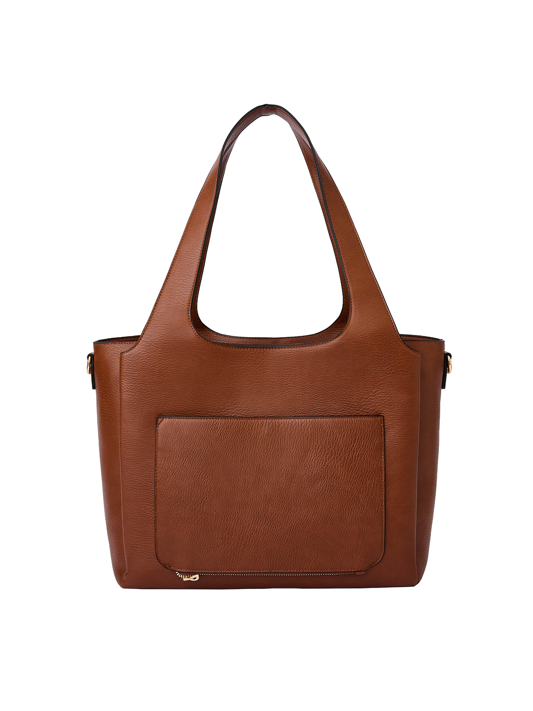 Poppy & Peonies The Companion Tote in Chestnut back view, featuring the exterior trolley sleeve pocket.
