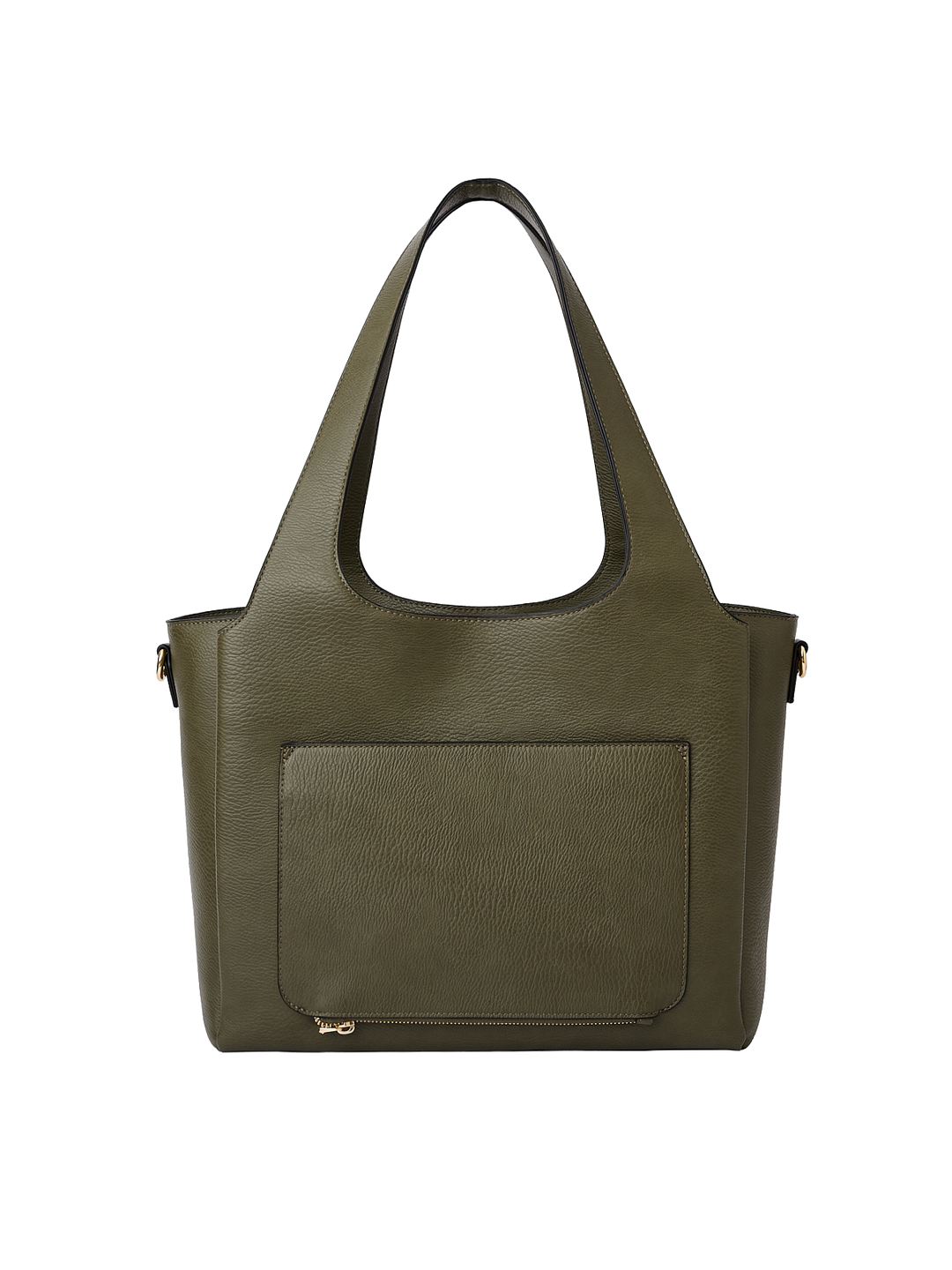Poppy & Peonies The Companion Tote in Olive back view, featuring the exterior trolley sleeve pocket.
