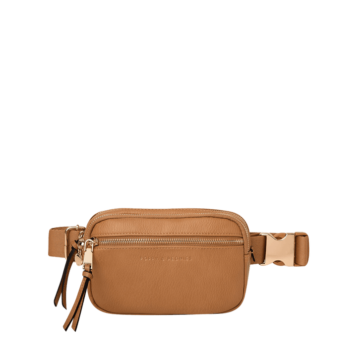 On The Run belt bag vegan leather camel