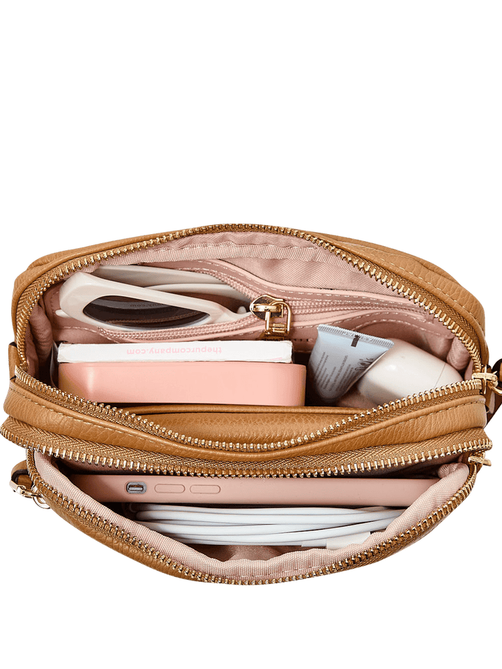 On The Run belt bag vegan leather camel