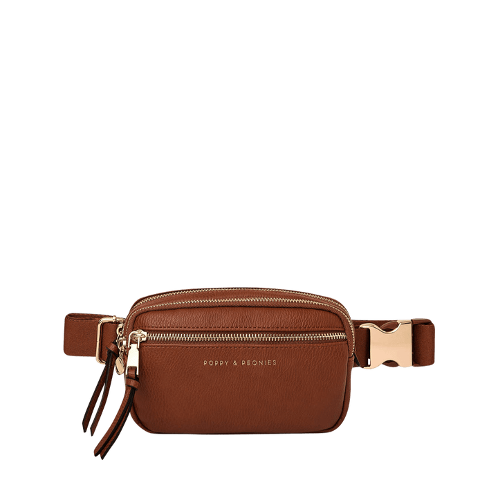 On The Run belt bag vegan leather chestnut