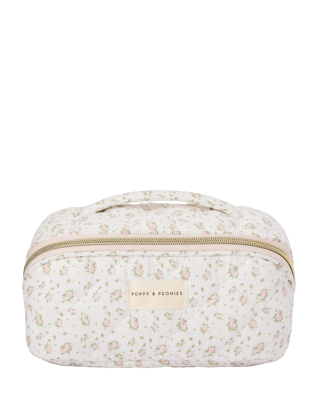 Floral-patterned cosmetic bag