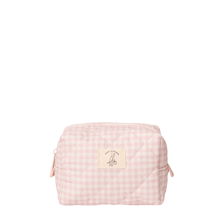 Quilted Cosmetic Case Pink Gingham